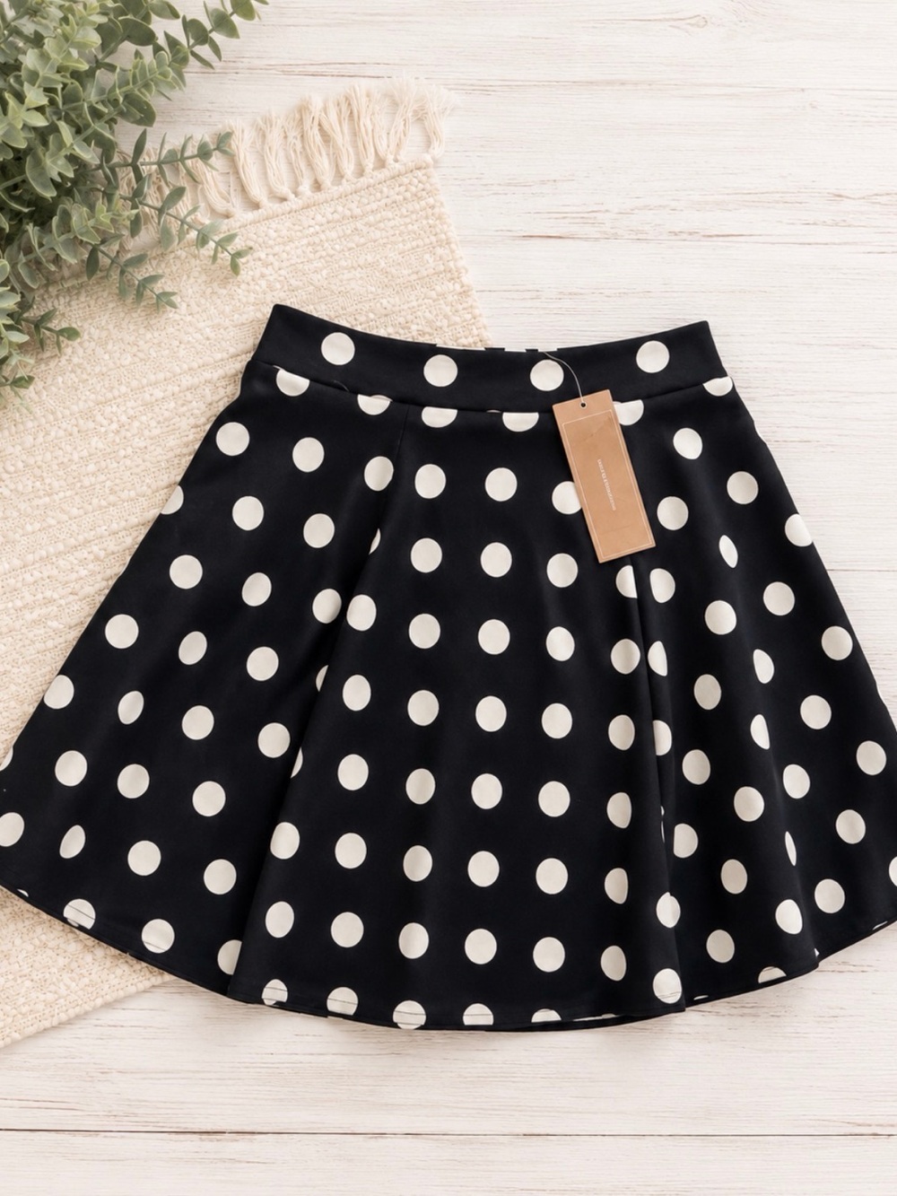 Francesca's Collections Black & White Polka Dot Skater Skirt
